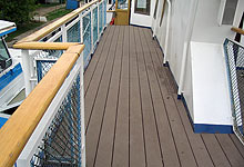 Composite decking on the deck of the ship